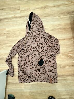 AMPERSAND AVE Pink Leopard Print Hooded Sweatshirt